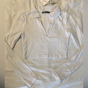 White collared crop top